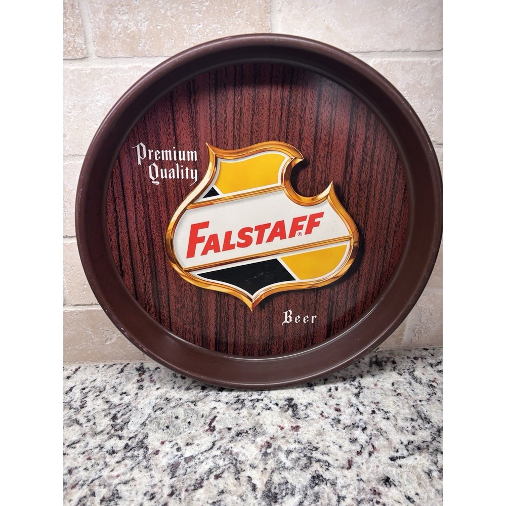 FALSTAFF Beer Tray 1960s Wood Grain 13" The CHOICEST‎ PRODUCT OF THE BREWERS ART